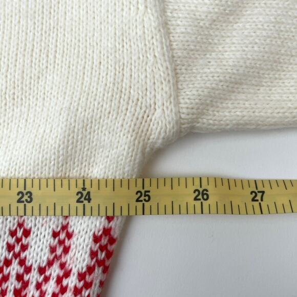 Banana Republic Women's Cropped Ivory & Red Fair Isle Turtleneck Sweater - XL - Picture 3 of 7